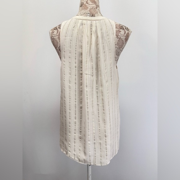 JOIE  Cream Aruna shimmer sleeveless split neckline top size S - Picture 7 of 13